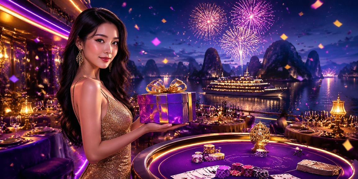 Không khí game bài neon sôi động tại vịnh Hạ Long về đêm